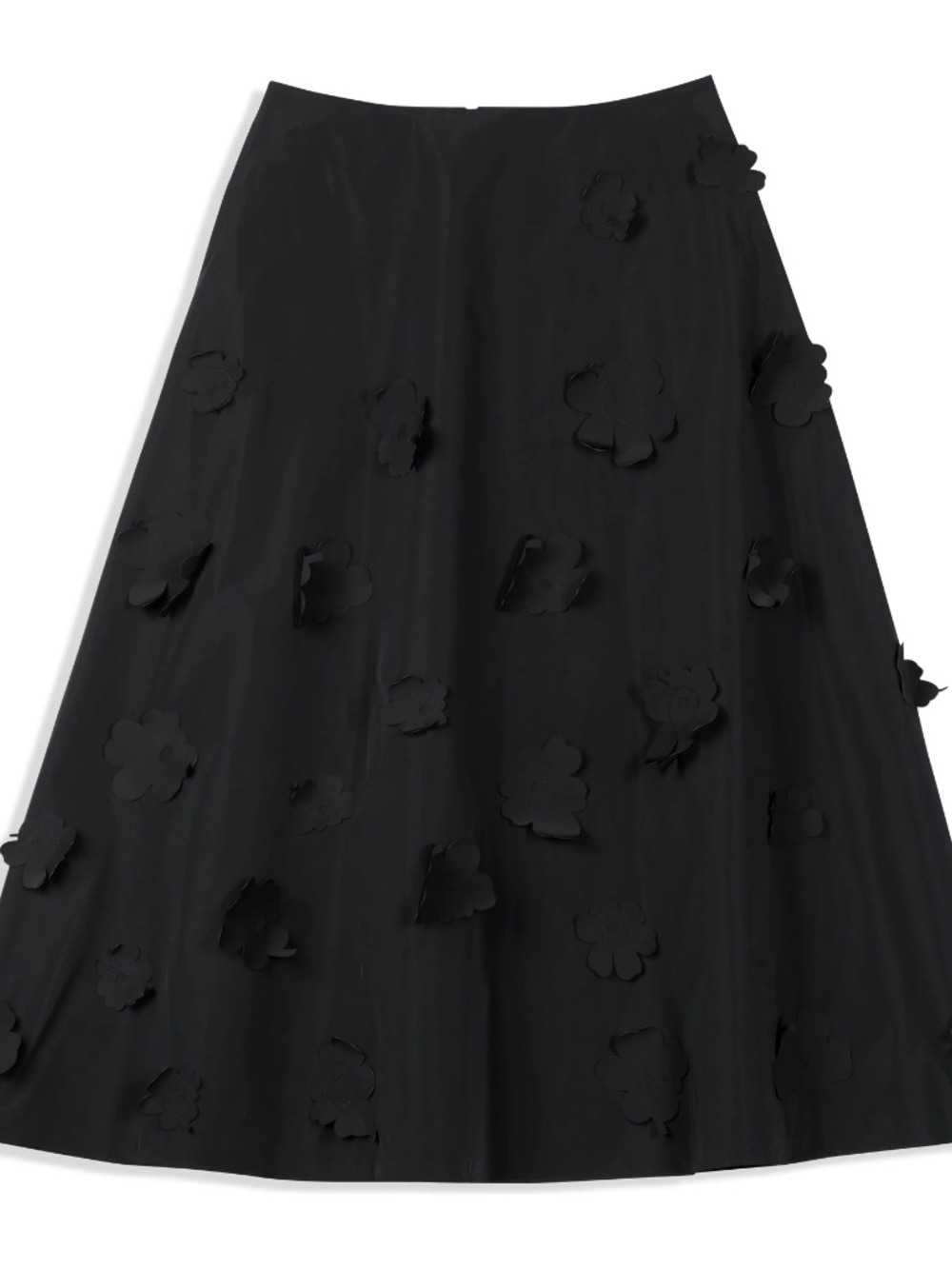 Marimekko Kumarrus Unikko Black Floral Appliqué Midi Skirt - Picture 2 of 5